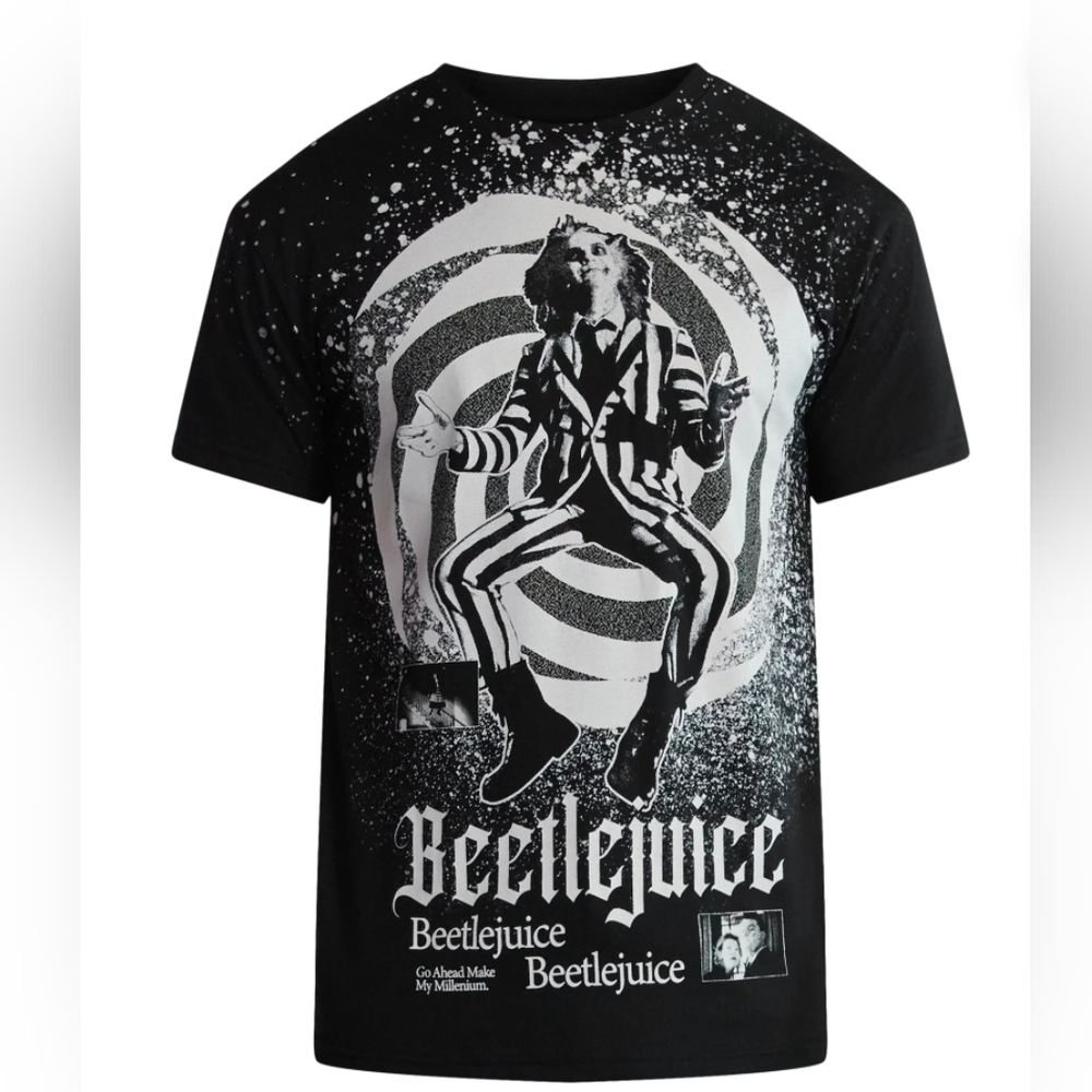 Beetlejuice NEW Spiral Graphic T-Shirt - Men's Size Medium - Black